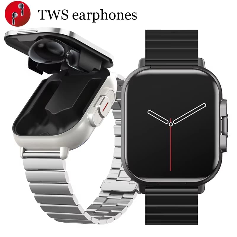 TWS 2 em 1 Smartwatch Sports Watch Bluetooth Headset Chamando relógio Homens Mulheres Relógio de Pulso Com Earbud