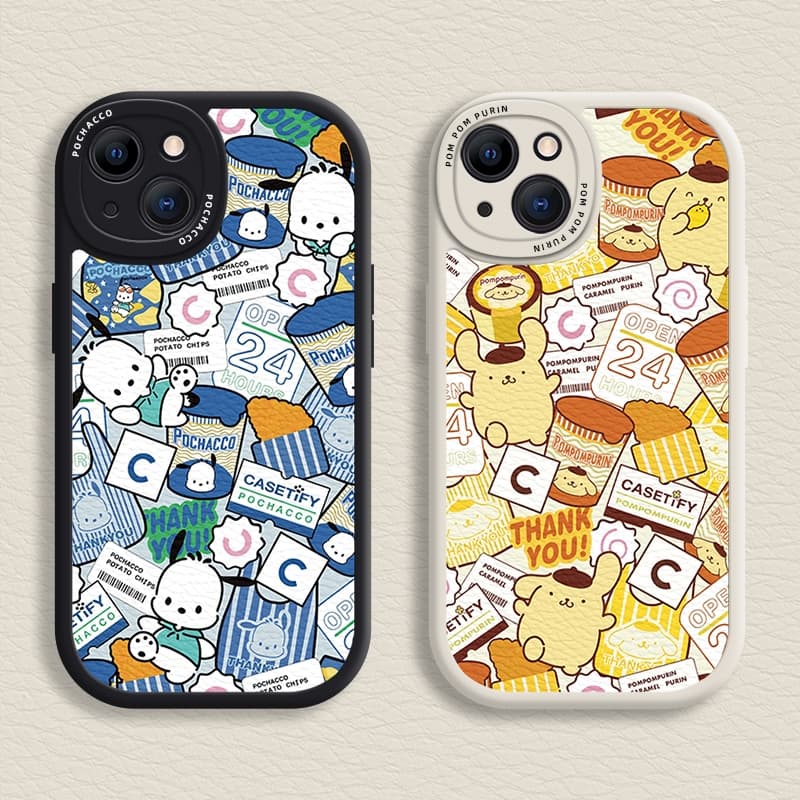 Capa Macia Para iPhone 15/14/13/12/11 Promax Pochacco & PomPomPurin 7/8 Plus/X/XR/Xs Max