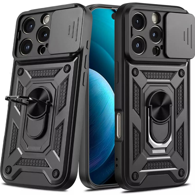 Caso de telefone rígido à prova de choque com suporte de metal Para 17 Pro Max IPhone 16 Pro Max 15 Pro Max