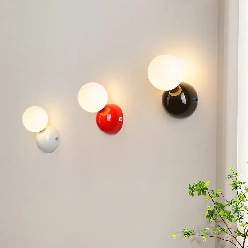 Creme Lâmpada De Parede Quarto Cabeceira Luz Das Crianças Estudo Sala Estar Escadas Corredor TV Fundo Cor Bola