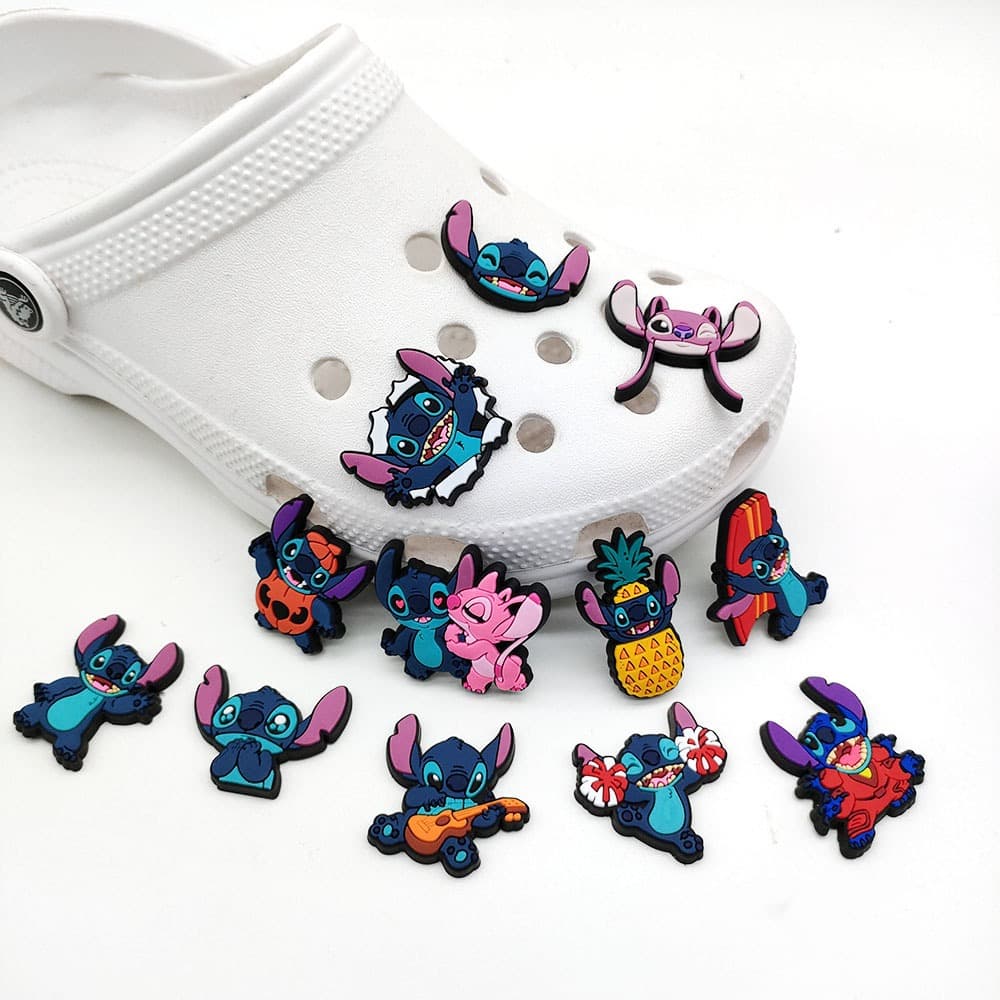 10/12 Pçs/set Stitch Encantos De Sapato DIY Acessórios De Fivela Decorações De PVC Menina Crianças Presentes
