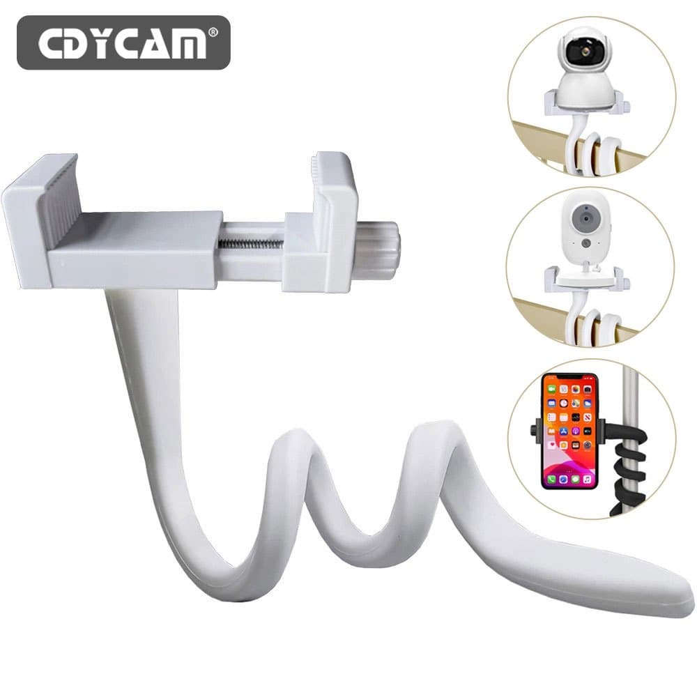 Suporte Universal Para Monitor De Bebê Câmera De Silicone Flexível Branco Longo , Ideal IPCom Furo Montagem De Berço Sem