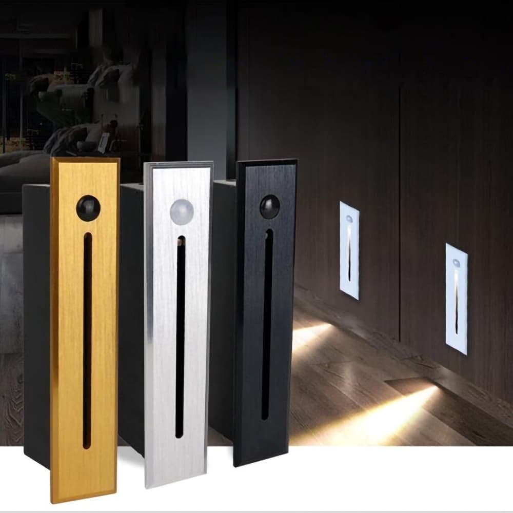Sensor De Movimento Inteligente Lâmpada Parede Iluminação Noturna Indução Embutida LED Luz Escada Passo Corredor Footlig