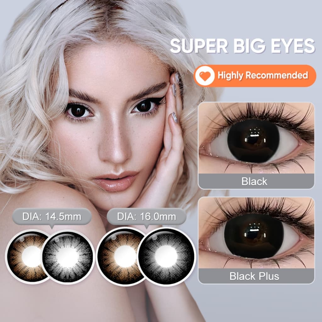 Magister Lentes de Contato Preto Grandes Olhos 14.5mm/16mm Supersize Série 1 Par