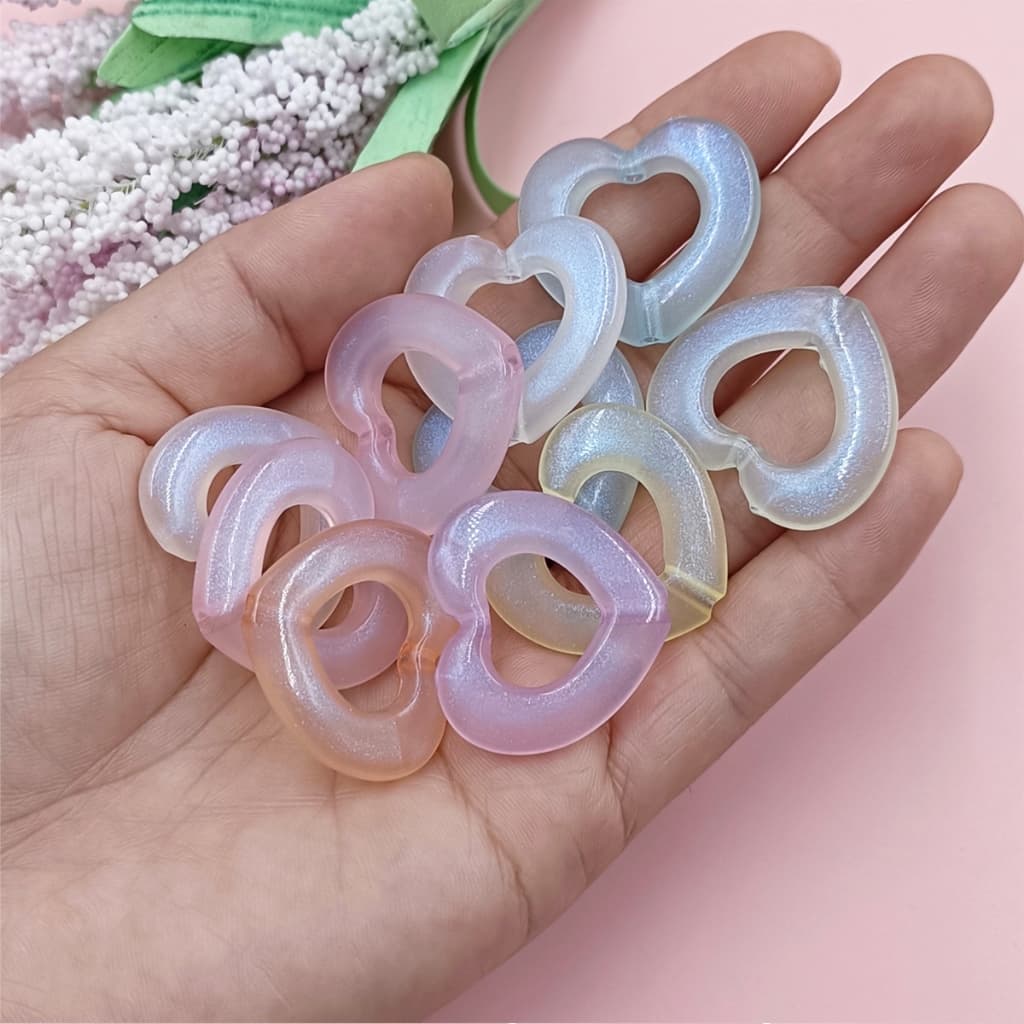 10 Pçs Moda Acrílico Buraco Vertical Oco Coração Contas Soltas Pingentes Criativos DIY Acessórios De Jóias Para Colar Br
