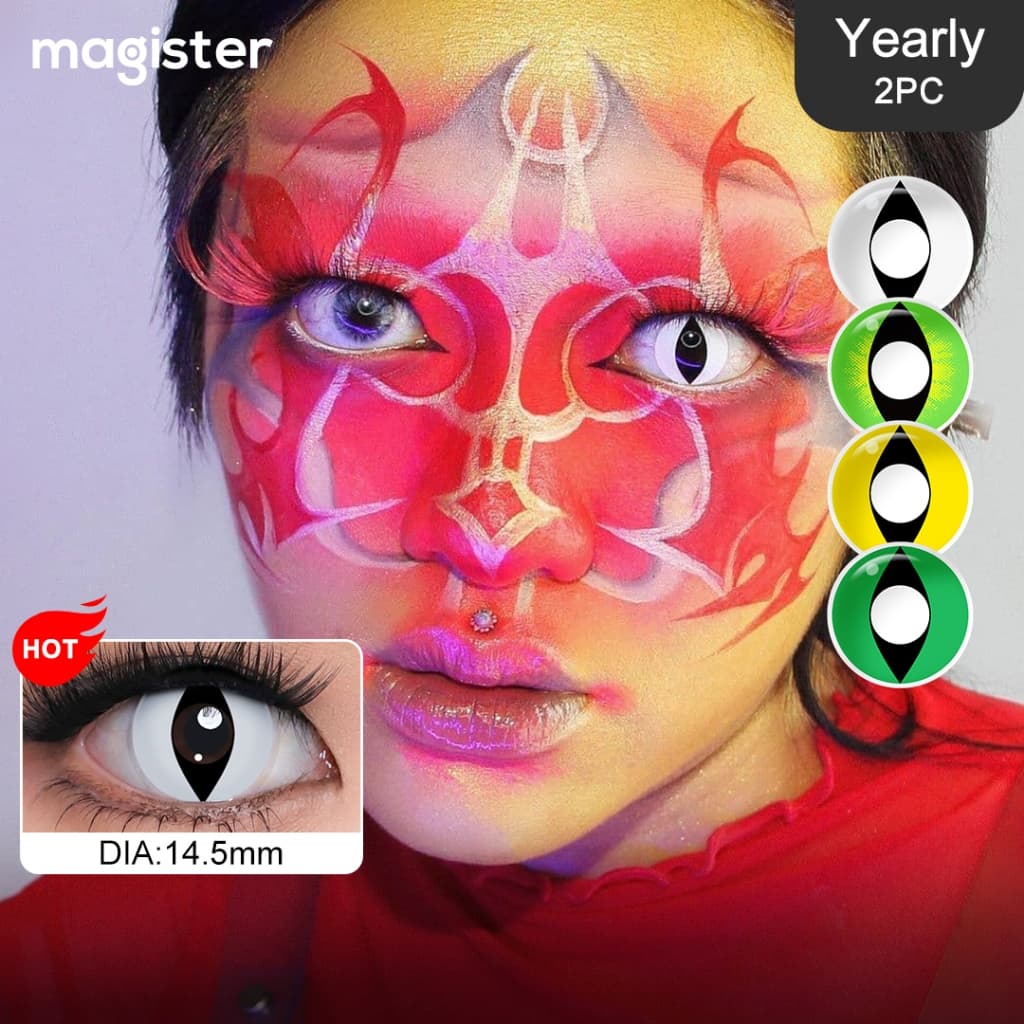 Magister Lentes de Contato Anual olho de gato branco Para Cosplay Anime Olhos Grandes 1 Par