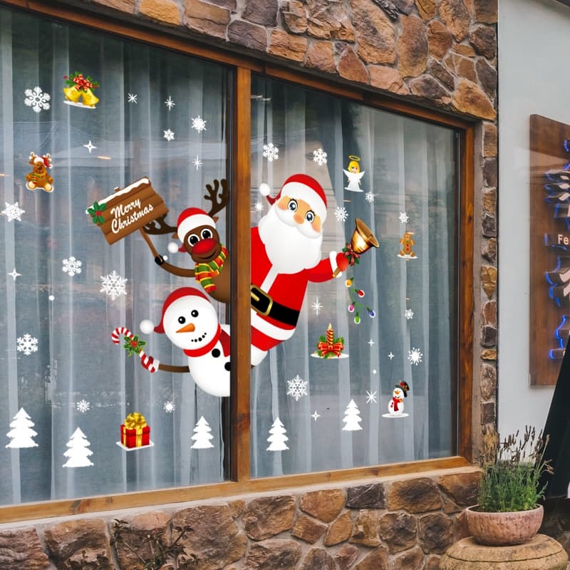 [Entrega 24 horas]Adesivos de janela de Natal para decoração de casa, decorações de janelas, presentes de Natal, ano nov