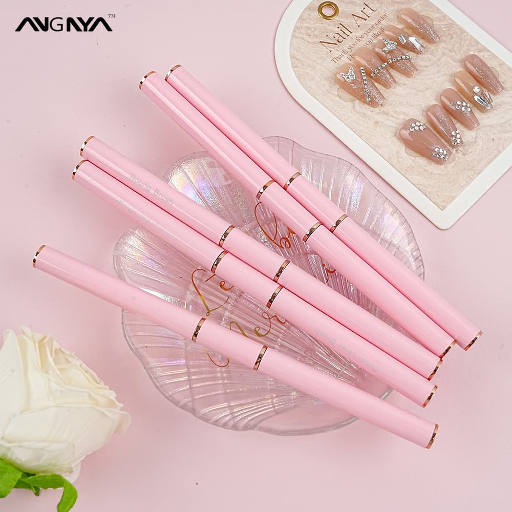 ANGNYA 5 Pçs/Set Dupla Ponta Nail Art Pincel Acrílico UV Gel Extensão Construtor Flor Pintura Caneta