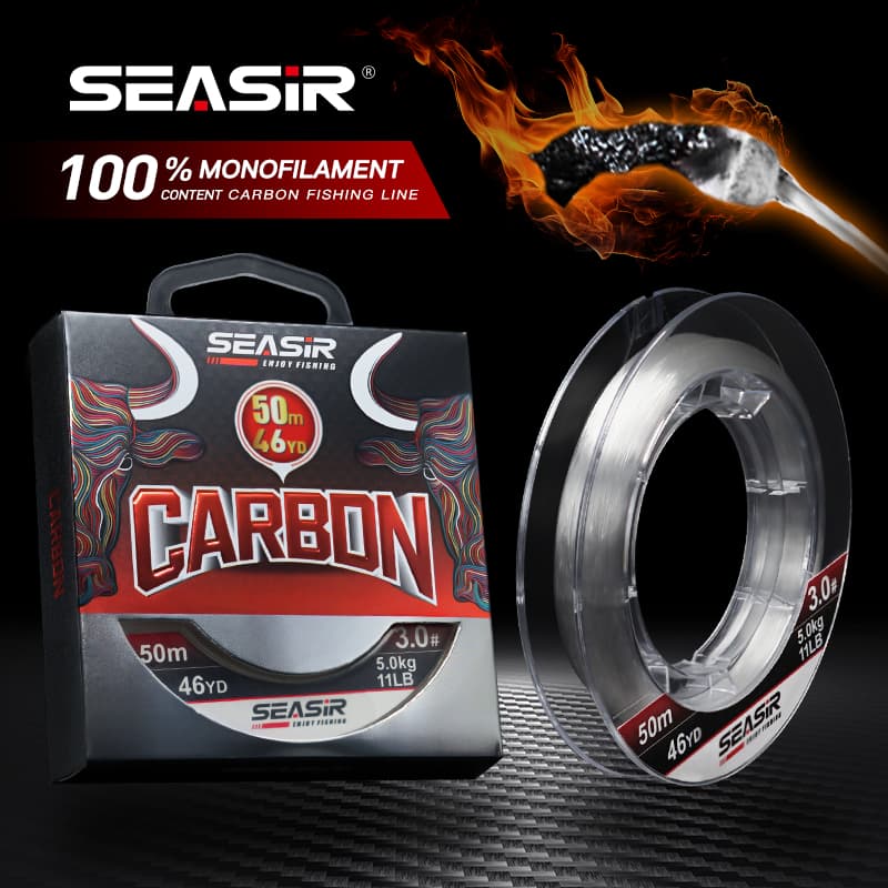 Seasir 100 % Linha De Carbono Japão Qualidade Monofilamento Pesca 50M 4-16LB Afundando Principal De Fluorocarbono