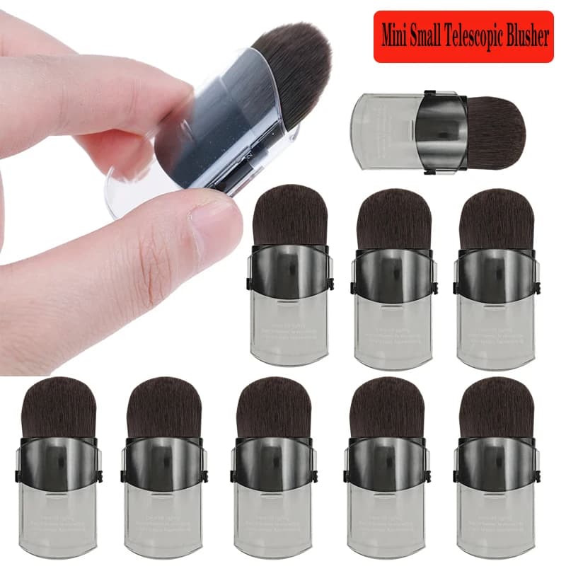 Portátil Viagem Mini Pequeno Telescópico Blush Pincel De Maquiagem Macio Único Rosto Fundação Pó Pincéis Com Tampa Ferramentas Cosméticas