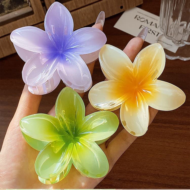 Nova Cor Acrílico Grampo De Cabelo Estilo Havaiano Colorido Plumeria Flor Hairpin Apertos Clipes Presilhas Acessórios He