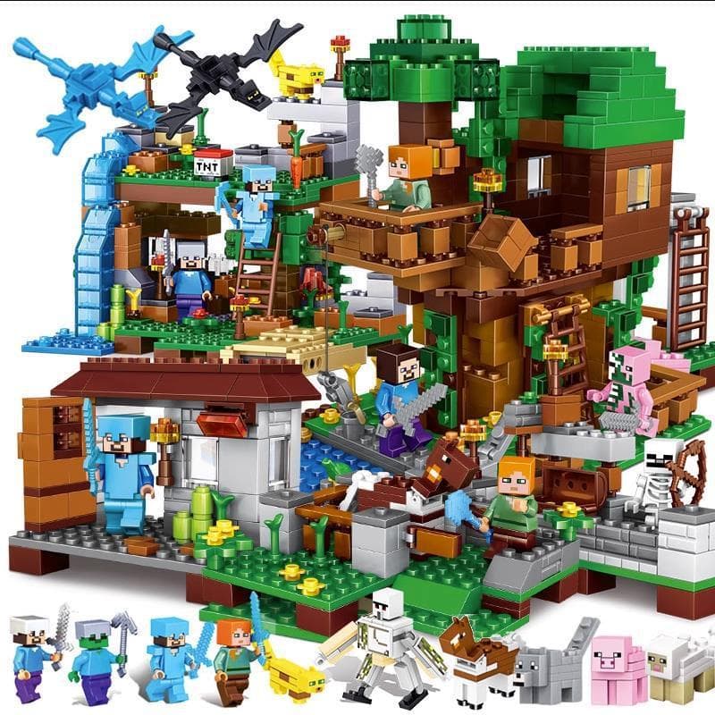 1.000 pçs blocos de construção série Meu Mundo da floresta cachoeira Mineral Mini série crianças meninos montagem brinqu
