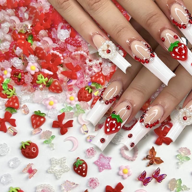 100 Pçs 3D Colorido Misturado Encantos De Unhas Flores Bowknot Doce Resina Flatback Borboleta Acessórios De Decoração Da