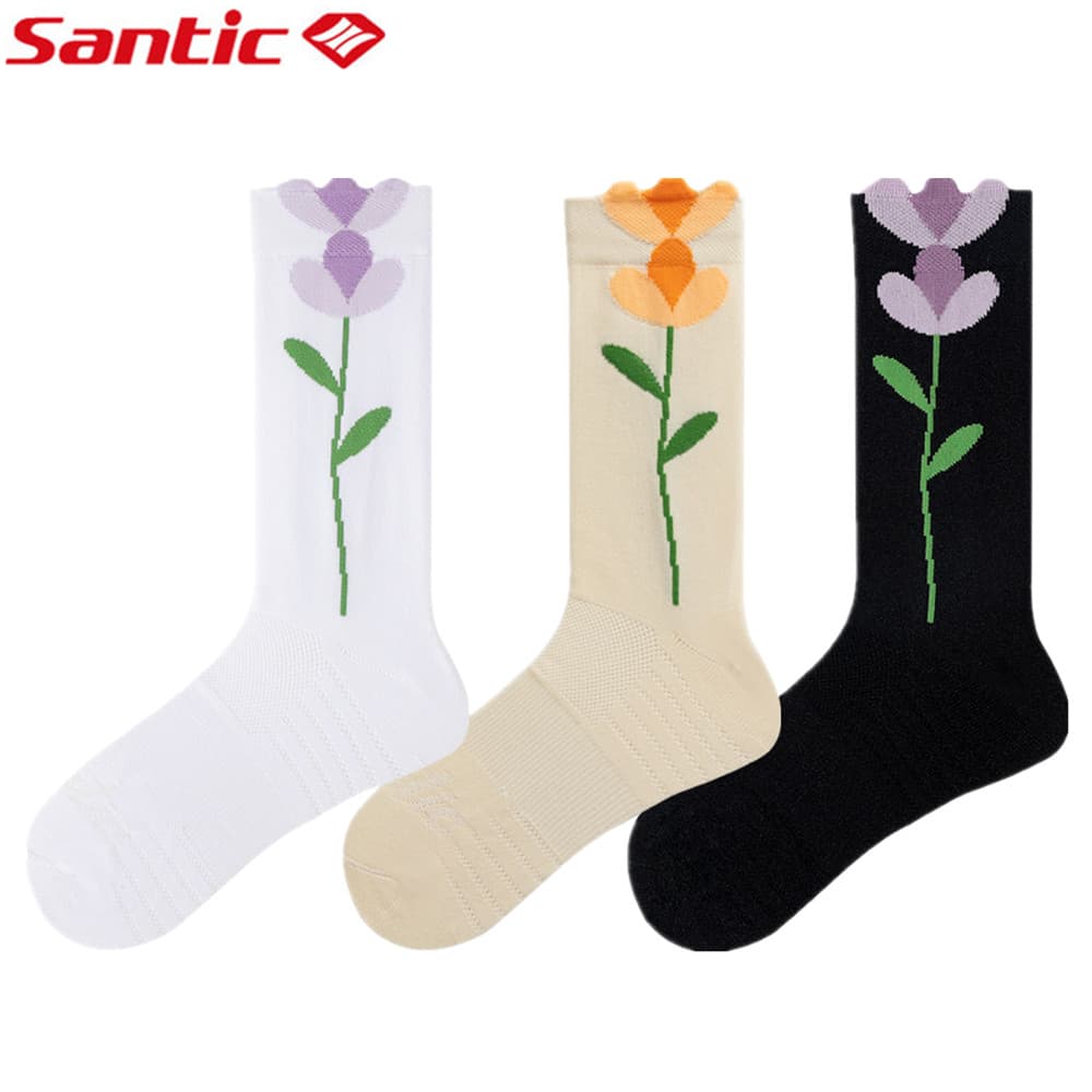Santic santic santic meias de ciclismo Wicking meias de tubo médio de secagem rápida profissional ciclismo esportes meia