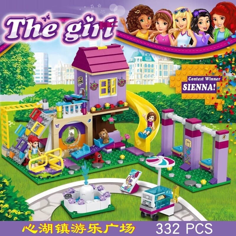 Lego blocos de construção bons amigos parque de diversões quadrado princesa castelo menina educacional montagem brinqued