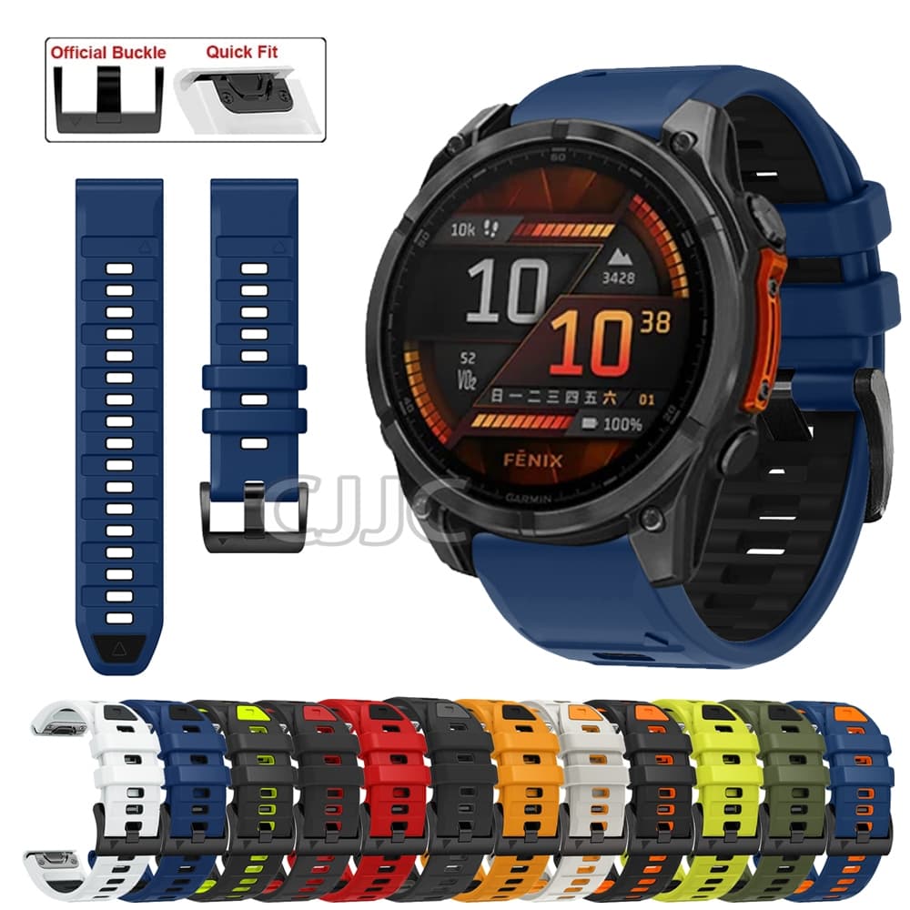 Pulseira De Silicone De Liberação Rápida 26mm 22mm Para Garmin Fenix 9 8 51mm 47mm/7X/6/5X Plus/970 965 955 945 935