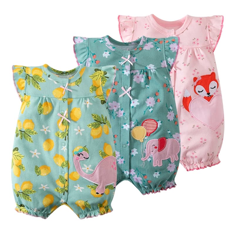 Roupa De Bebê Fato De Manga Curta Para Meninos E Meninas
