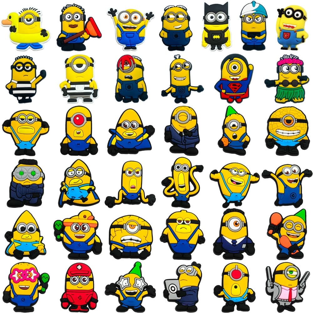 37 Estilos Bonito Amarelo Passável Personagem Tênis Encantos Sandálias Pingente Botão Original Sapato Tamanco Pinos Pres