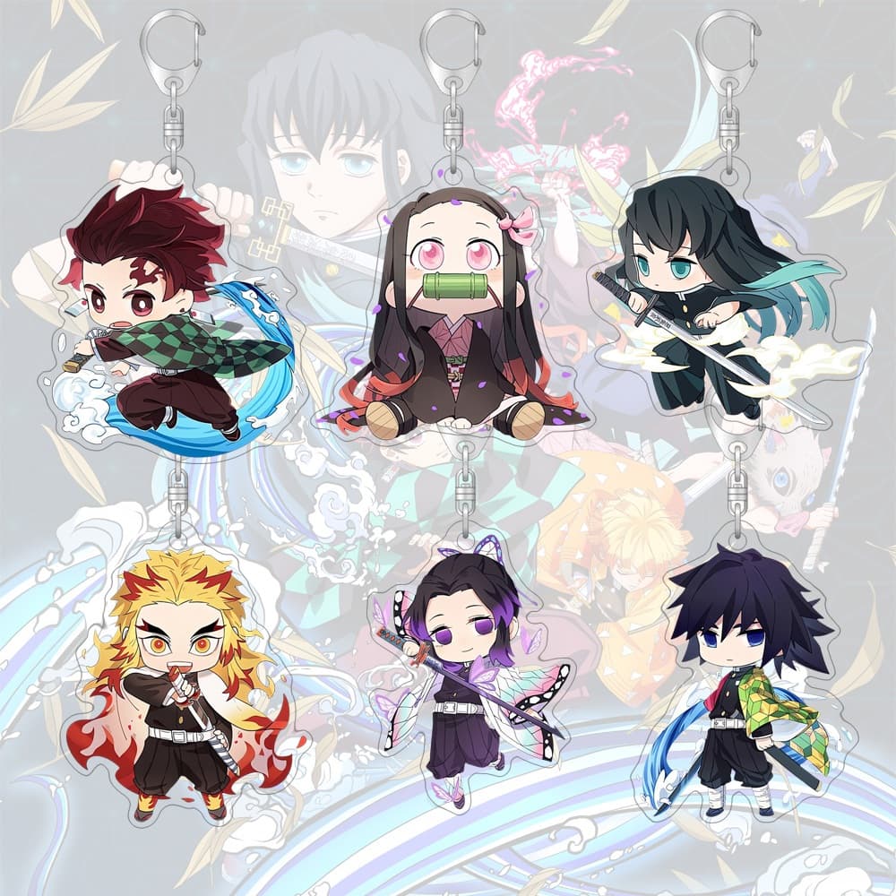 Chaveiro Demon Slayer Tokitou Cartoon Q Edition Bolsa Acrílica Pingente Decorativo