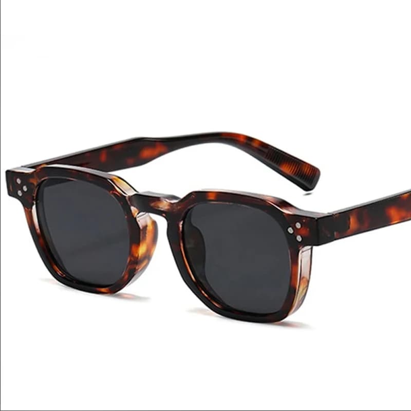 Moda Vintage Rebite Oval Óculos De Sol Feminino Masculino Leopardo