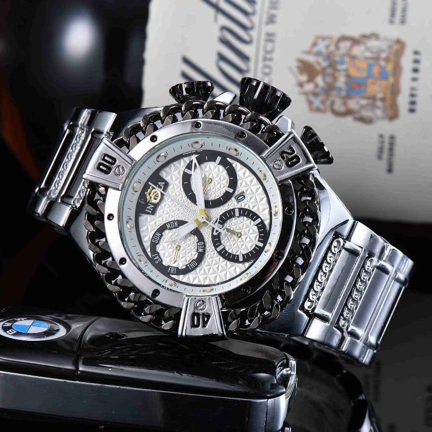 Invicta relógio de pulso movimento quartzo mostrador preto moda Casual relógio masculino dgyh
