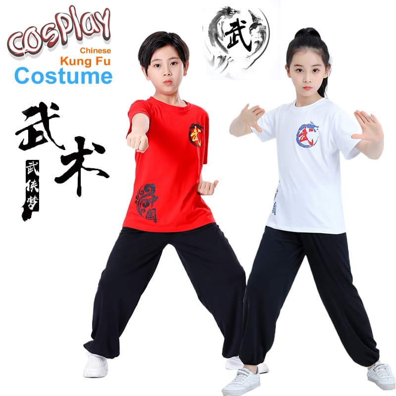 Traje de Kung Fu para Crianças, Roupa de Artes Marciais em Algodão, Uniforme de Prática de Tai Chi, Vestuário Étnico Chi