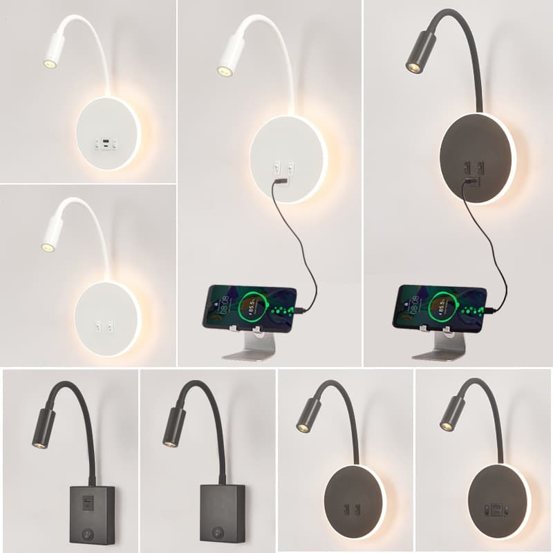 Lâmpada De Parede De Leitura Com USB TYPE-C Luz LED Ambiente Cabeceira Iluminação Interior Decoração Do Quarto Hotel Sal