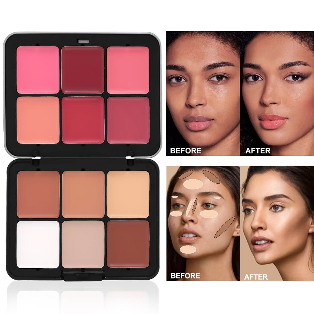 Paleta De Contorno Multifuncional De 12 Sombras Com Blush , Iluminador , Bronzeador , Para Todos Os Tons De Pele , Acaba