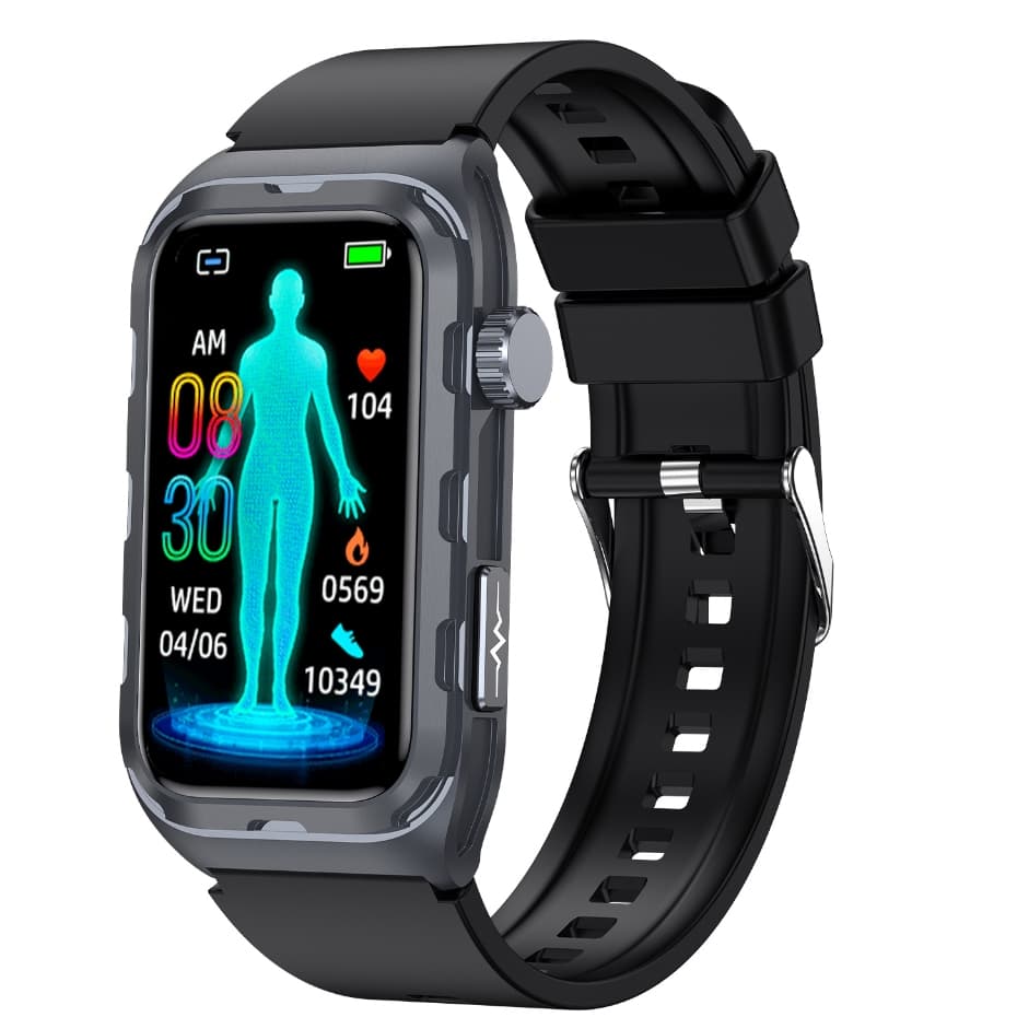 2025 Novo ECG Não Invasivo Glicose No Sangue Smartwatch Relógio Inteligente AMOLED Terapia De Pulso Monitoramento De Saú