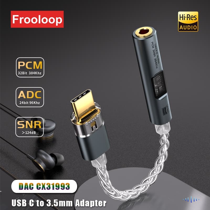 USB Tipo C Para 3.5mm Jack Adaptador Fone De Ouvido Amp Alta Fidelidade DAC-Áudio AUX Conversor Decodificador CX31993 MA