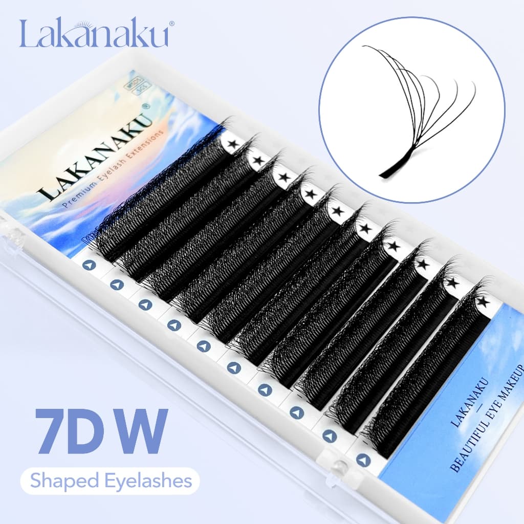 Lakanaku Cilios 7D W Cílios Forma Lash Extensões 8-15mm Natural Macio 7D Volume Pré-Fabricado Ventilador