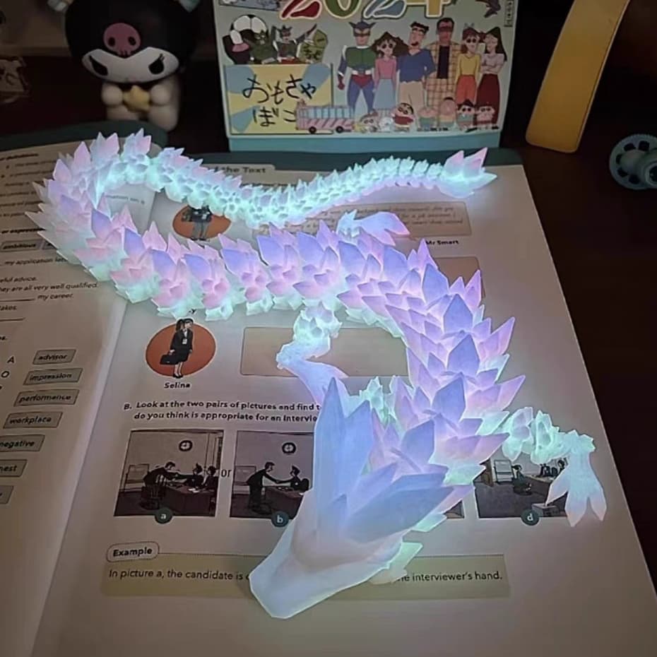30cm 3D Impresso Dragão Luminoso Dobrável Brinquedo Articulações Rotativas Articulado Flexível Realista Feito Ornamento