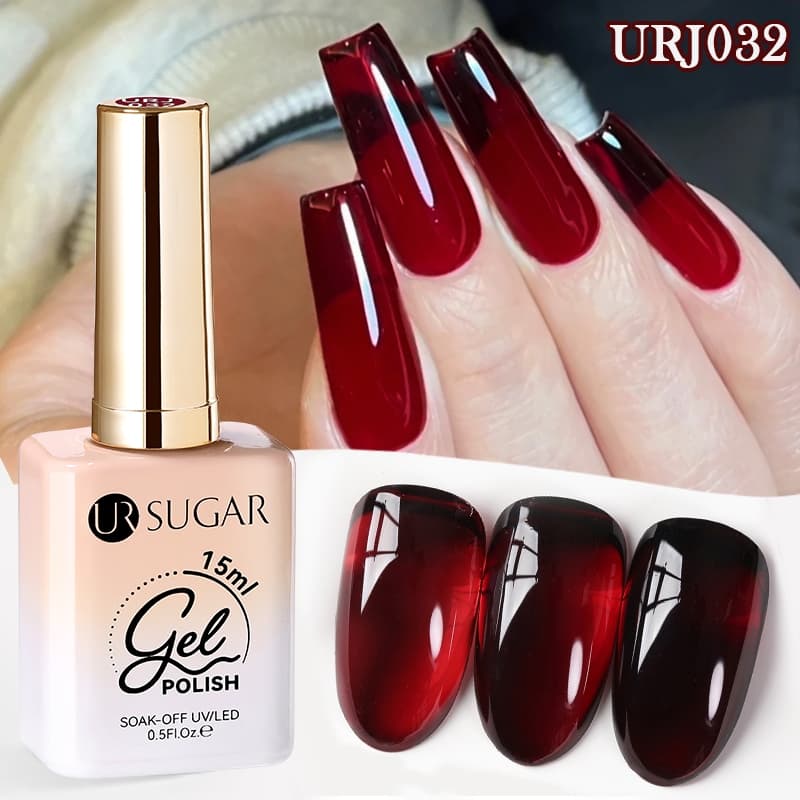 UR SUGAR 15ml Geléia Vermelho Gel Polonês Natal Translúcido Semi Permanente UV Arte Do Prego Embeber Fora Verniz