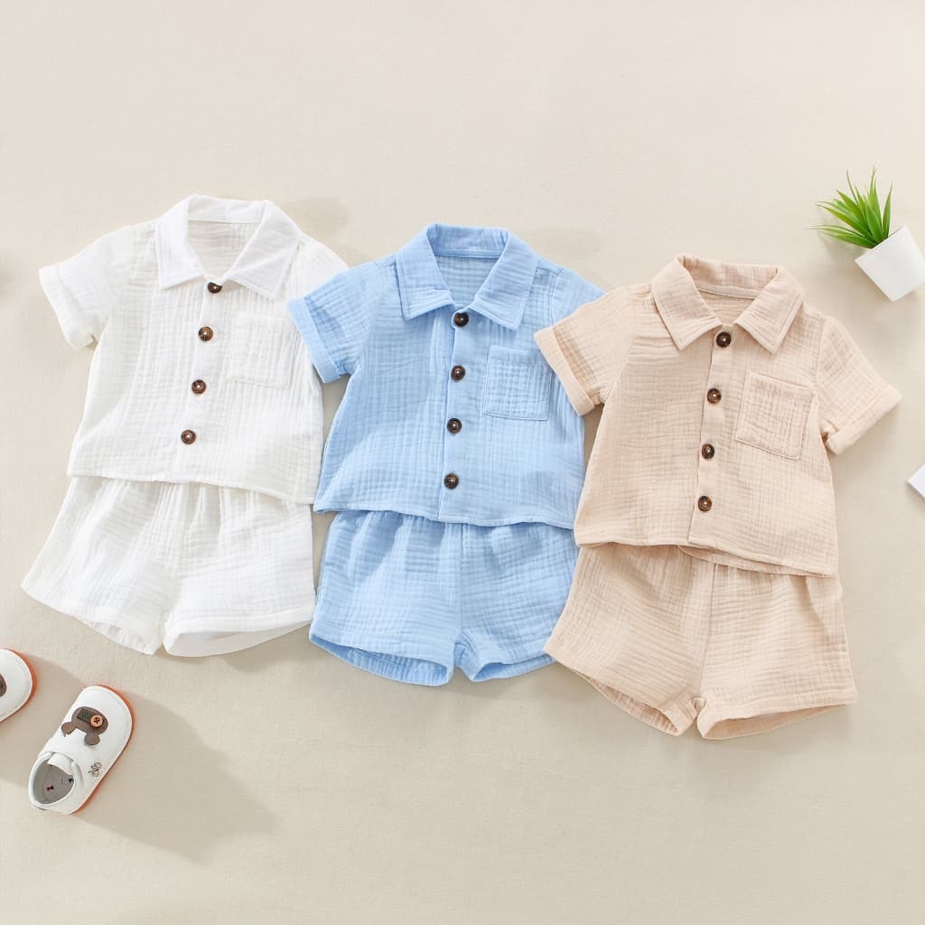 Eph-Conjunto De Roupas De Verão Para Infantil Bebês Meninos, Camisa De Manga Curta Com Lapela E Shorts, 0-3 Anos