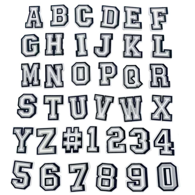 37 Estilos Versáteis Números Preto E Branco Letras Tênis Da Moda Encantos Sandálias Pingente Botão Original Sapato Taman