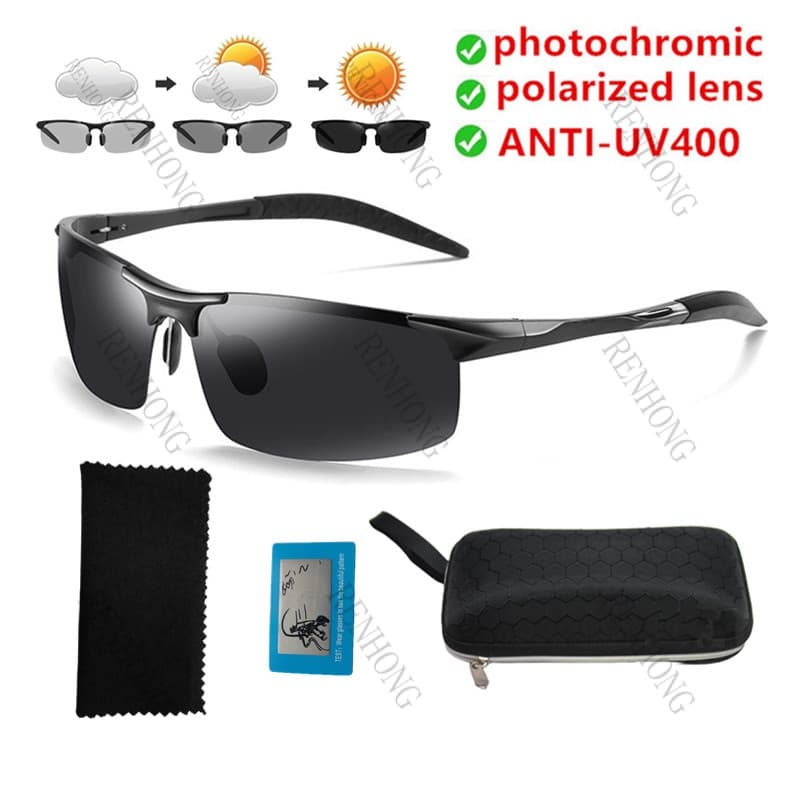 Óculos De Sol Com Lentes Polarizadas De Alumínio Mudança De Cor Três Em Um Para Dirigir Homens De Pesca
