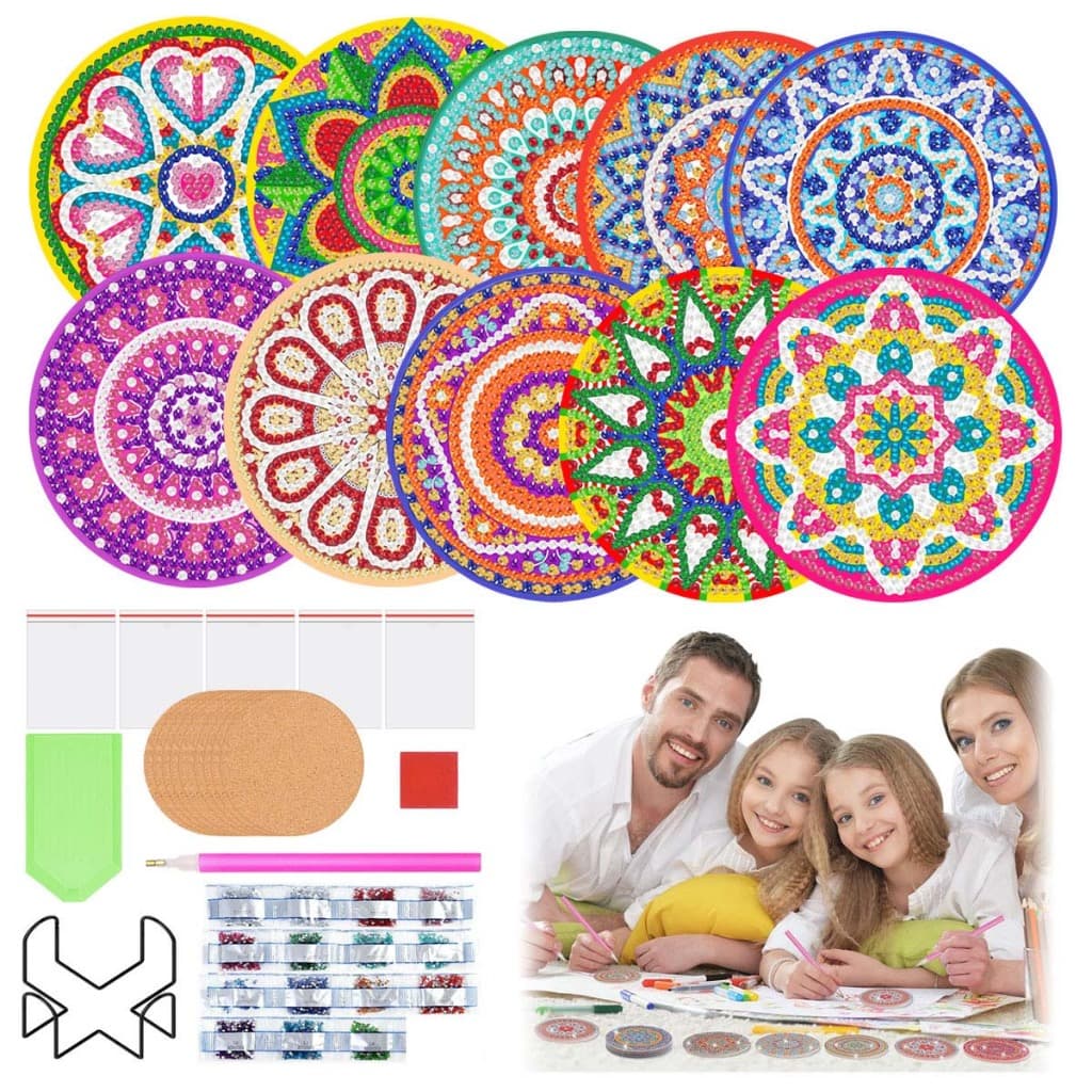 Artesanato Pintura Diamante Diy Porta Óculos 10 Kit Mandalas