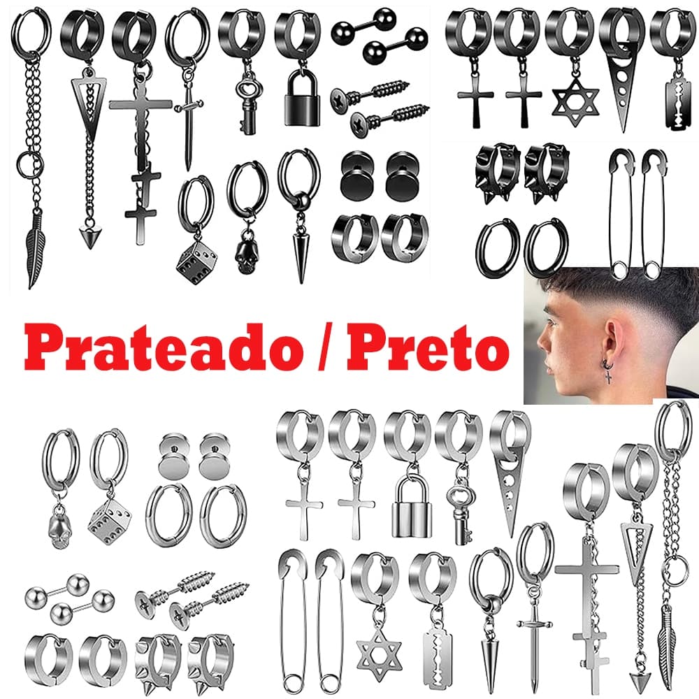 Kit 28 Brincos Unidade Prata Neutra Em Aço Inoxidável