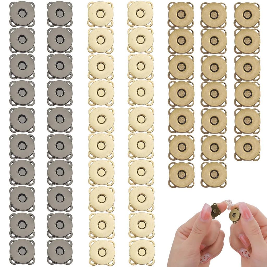 60 Botões Melhorados Fecho Magnético Cor Kit 18mm Ímã
