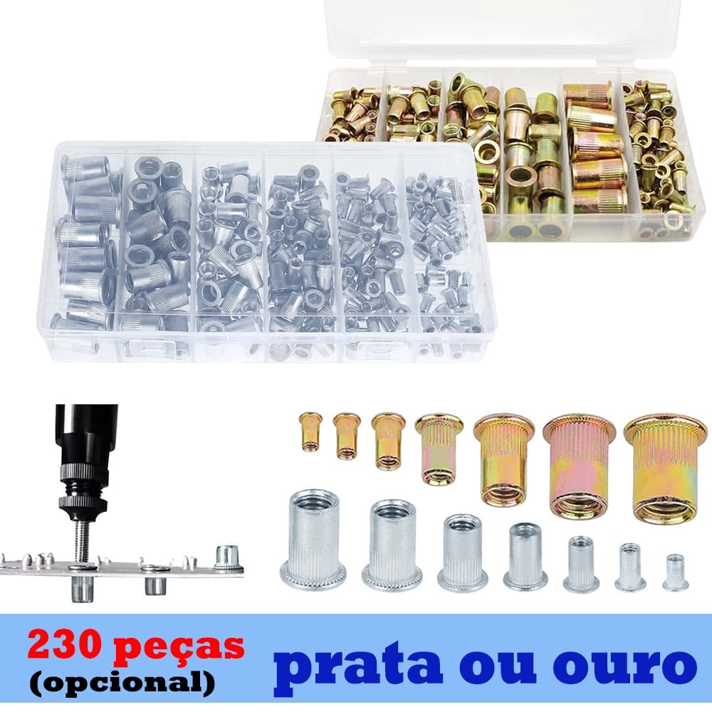 Caixa De Rosca Interna De Rebite De 230 Porcas M3 M4 M5 M6 M8 M10 M12