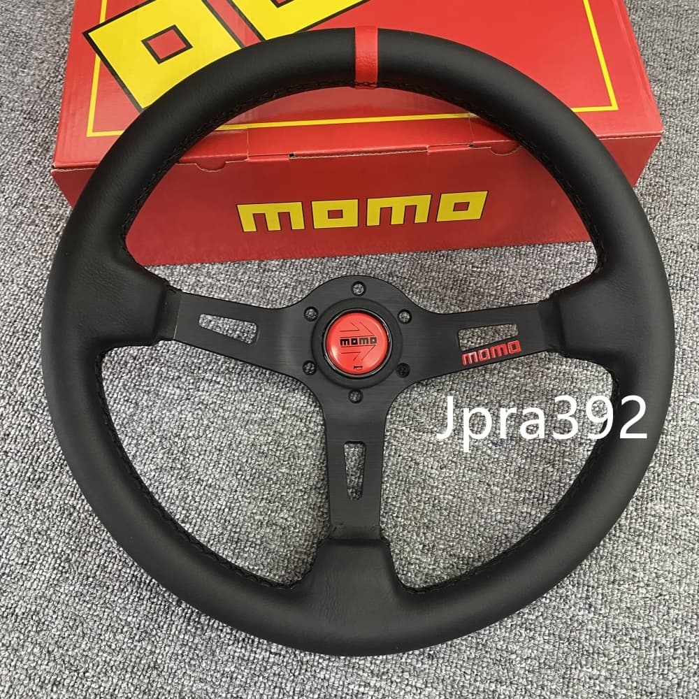 Volante De Disco Profundo De Velocidade Total Momo De 13 Polegadas 330 Mm Linha Preta De Couro