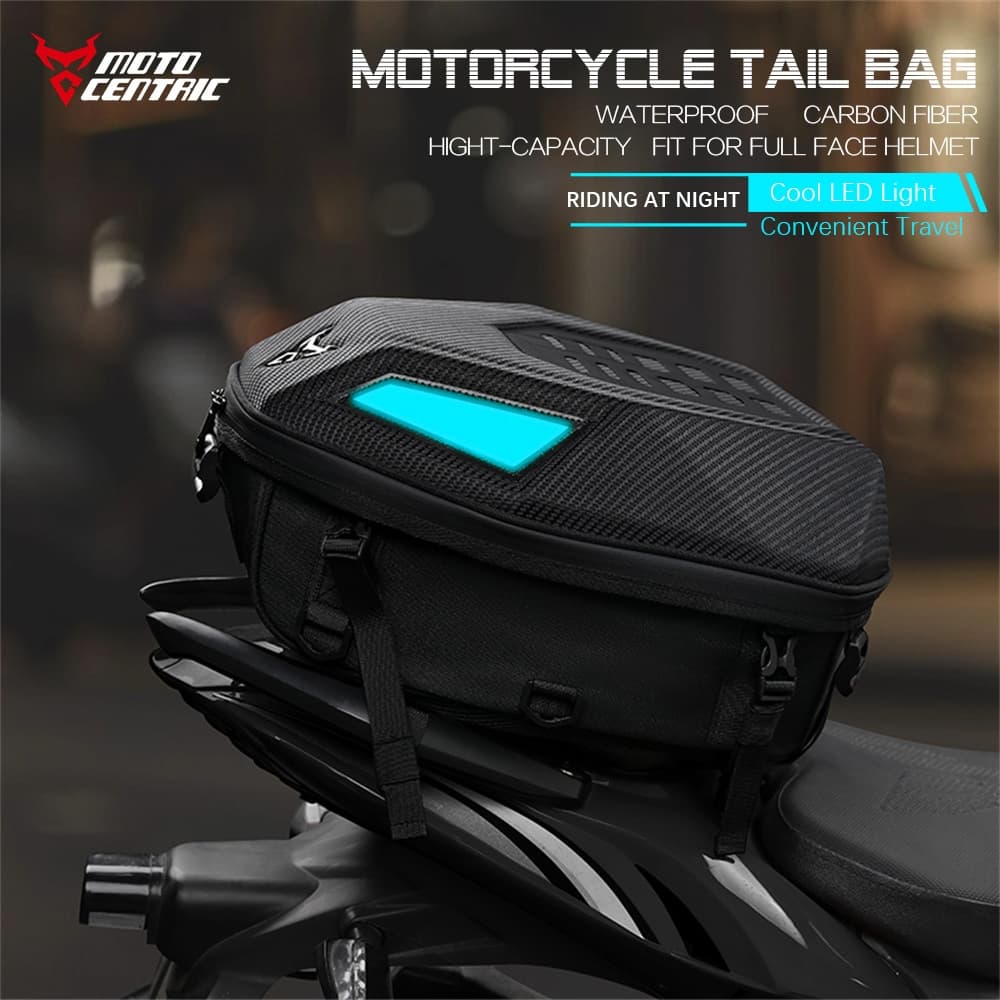 Bolsa Para Banco Traseiro De Motocicleta , Luz LED , Noite , Equitação Ao Ar Livre , De Viagem , Grande Capacidade Capac