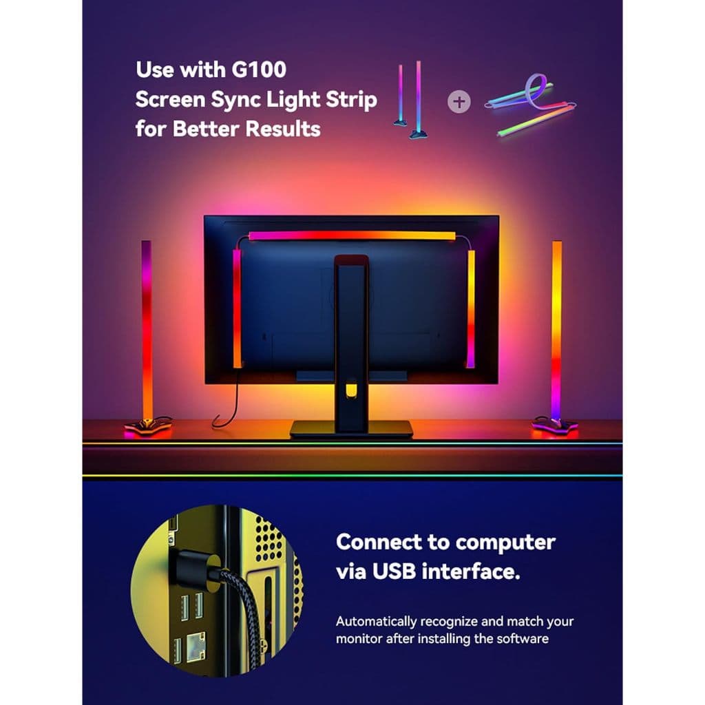 Skydimo LED RGB Backlights Strip Sync Com Monitor De Computador , Luz Musical De Captação De Ritmo USB 5V Para Decoração