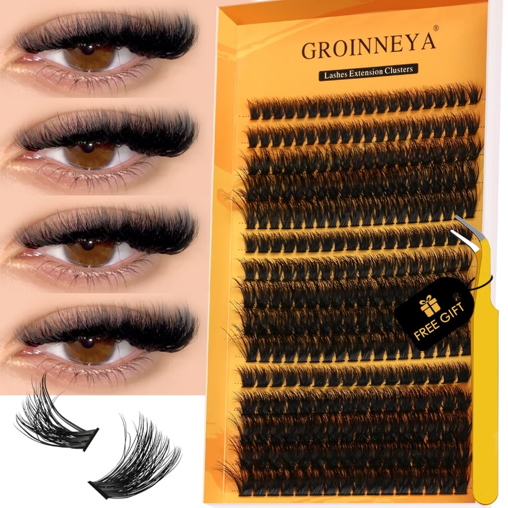 GROINNEYA DIY Kit De Extensão De Cílios Individuais Cluster Mix Completo