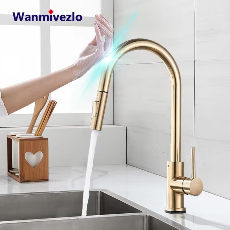 Torneira De Cozinha Com Sensor De Toque Removível E Misturadora De Alça Única