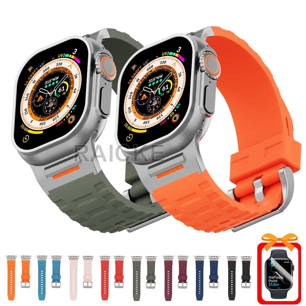 Pulseira Esportiva De Silicone Macio Para iWatch Série 11/10/9/8/7/6/5/4/3/SE/Ultra 2 46mm 45mm 41mm 49mm 44mm 40 42 38
