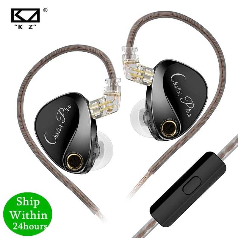 KZ Castor Pro Fones De Ouvido Intra-Auriculares Com Fio Para Jogos Drivers Dinâmicos Duplos Ajustáveis De 10 mm Qualidad