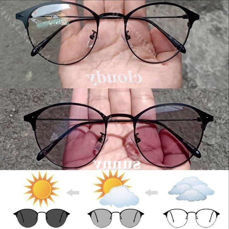 Novo Fotocromático Anti Radiação Óculos Moda Metal Lente Substituível E Luz Azul