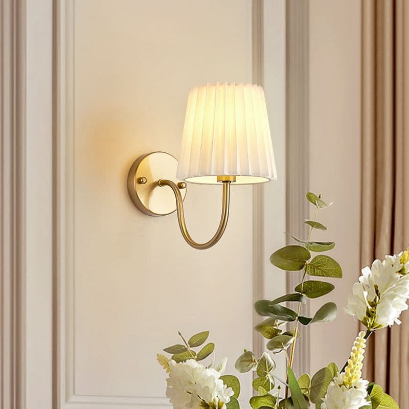 Lampu Dinding Abajur Retrô De Tecido Luminária De Parede Dobras Arandela Interna Sala Arte Em Ferro LED Quarto