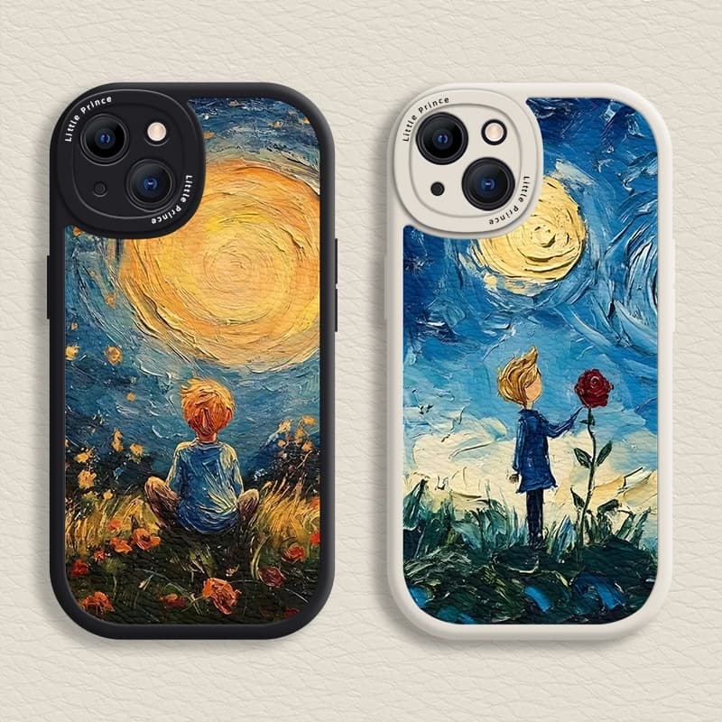 Capa Van Gogh E O Pequeno Príncipe iPhone Para 16/15/14/13/12/11 Promax Macia 7/8 Plus/X/XR/Xs Max